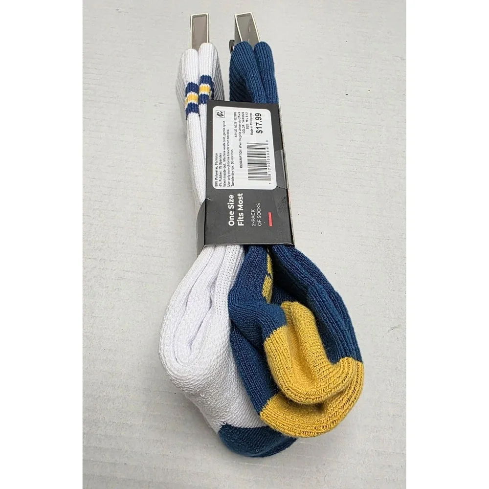 West Virginia Mountaineers WVU 2 Pairs Of Crew Socks Strideline M/L All Sports